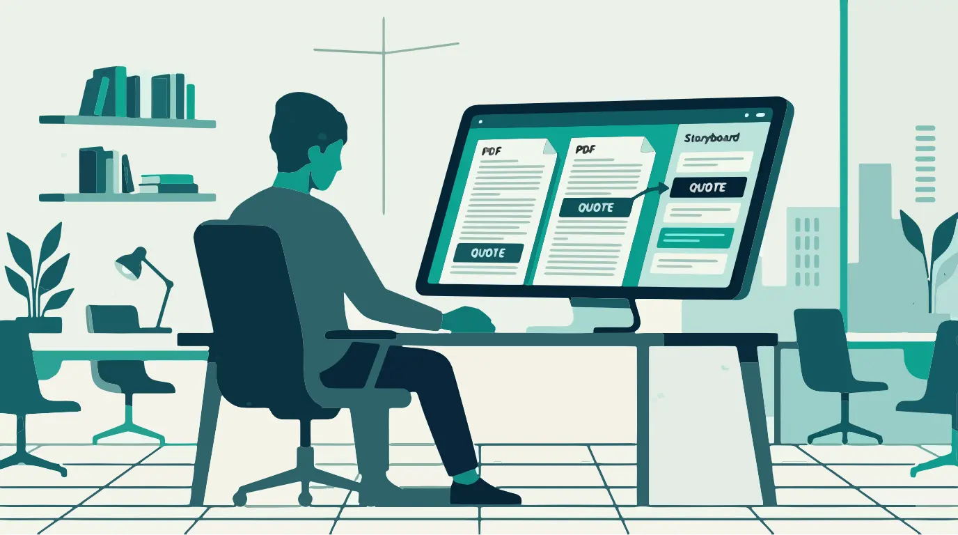 Interview transcripts and writing workspace